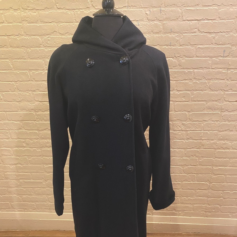 Full length hooded wool coat plus size